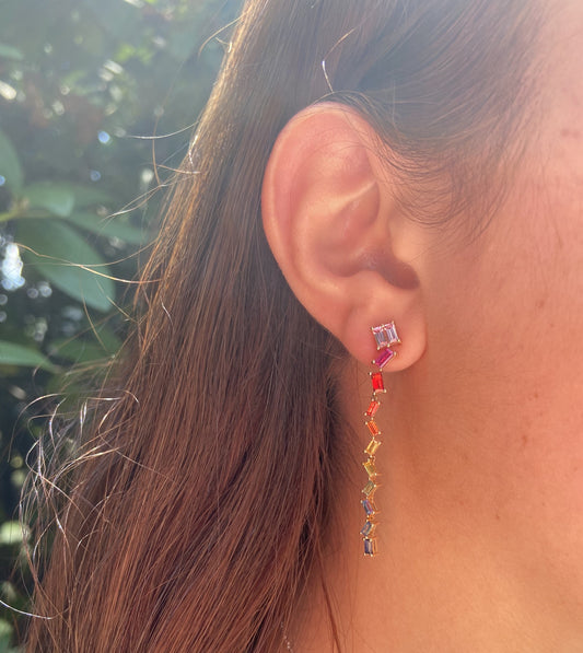 Rainbow Sapphire Drop Earring
