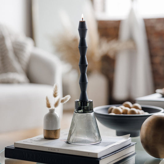 Charcoal  Geometric Pillar Candle (Set of 2)