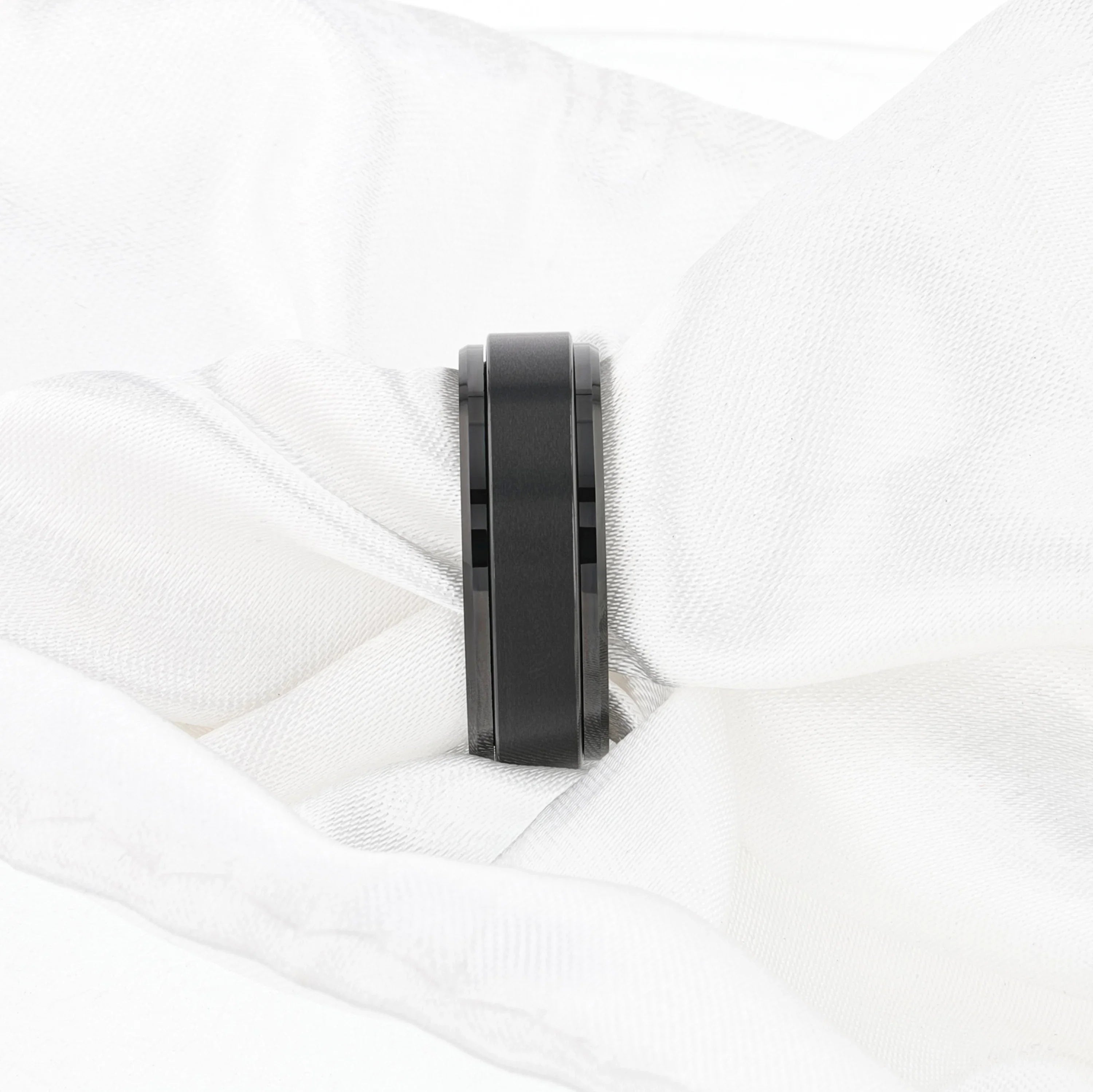 REVOLVE Black Tungsten Spinner Ring, Brushed Center on Polished Base – Comfort Fit (6mm & 8mm)