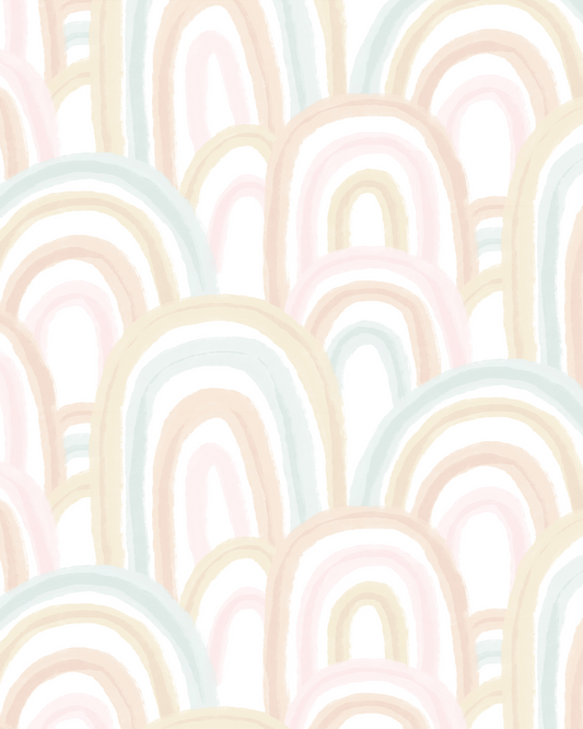 Rainbow Wallpaper, blue and blush