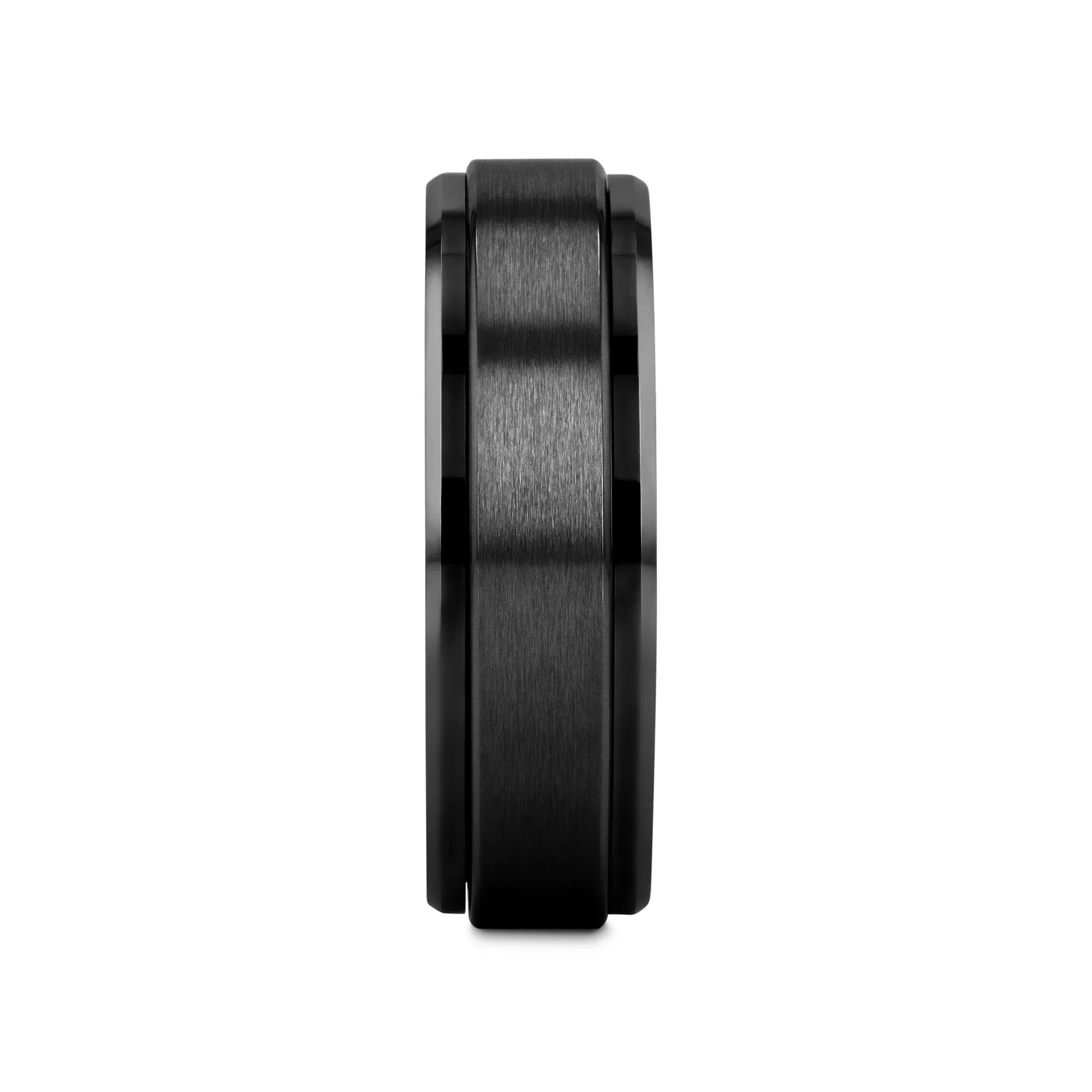 REVOLVE Black Tungsten Spinner Ring, Brushed Center on Polished Base – Comfort Fit (6mm & 8mm)
