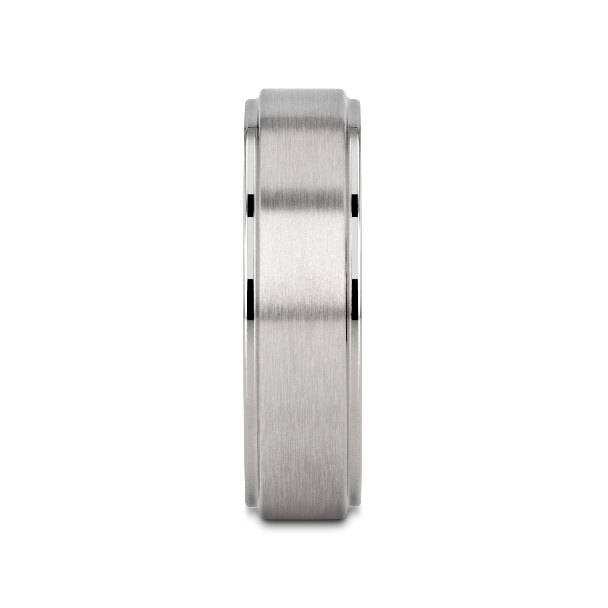 RHINOX Brushed Raised Center Men’s Titanium Wedding Ring with Polished Step Edges - 6mm & 8mm