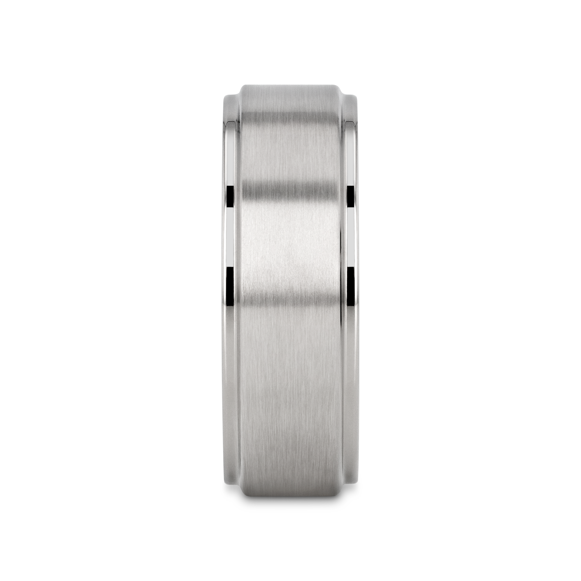 RHINOX Brushed Raised Center Men’s Titanium Wedding Ring with Polished Step Edges - 6mm & 8mm