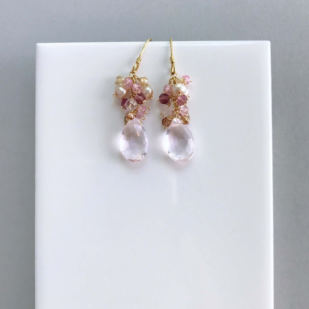 The Bala Earring - Rose Pink Clear Quartz