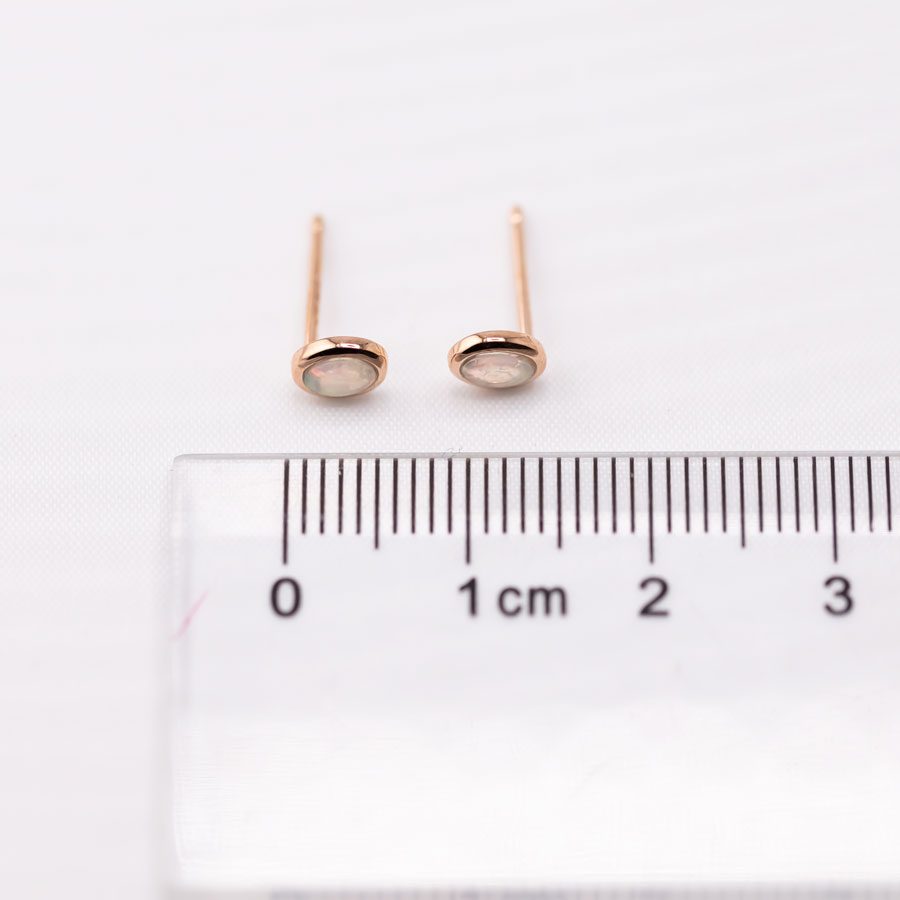 14K Rose Gold Small Oval Australian Solid Opal Stud Earrings