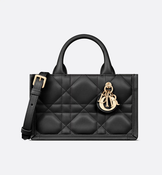 Mini Book Tote Black Macrocannage Calfskin