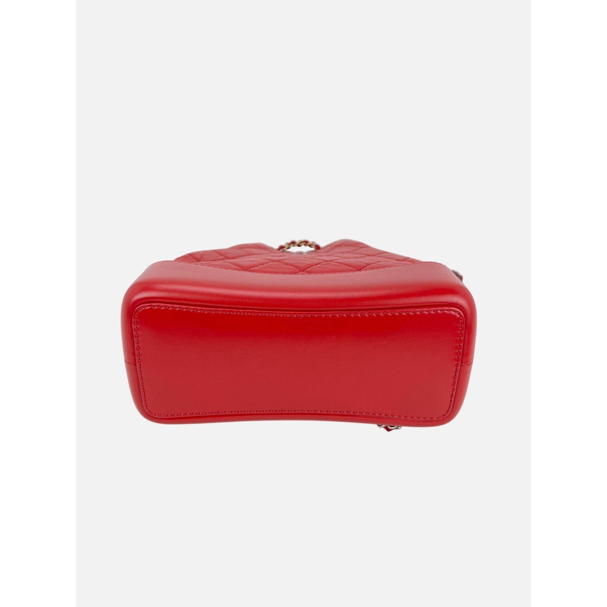 Chanel Aged Calfskin Quilted Small Gabrielle Red Backpack