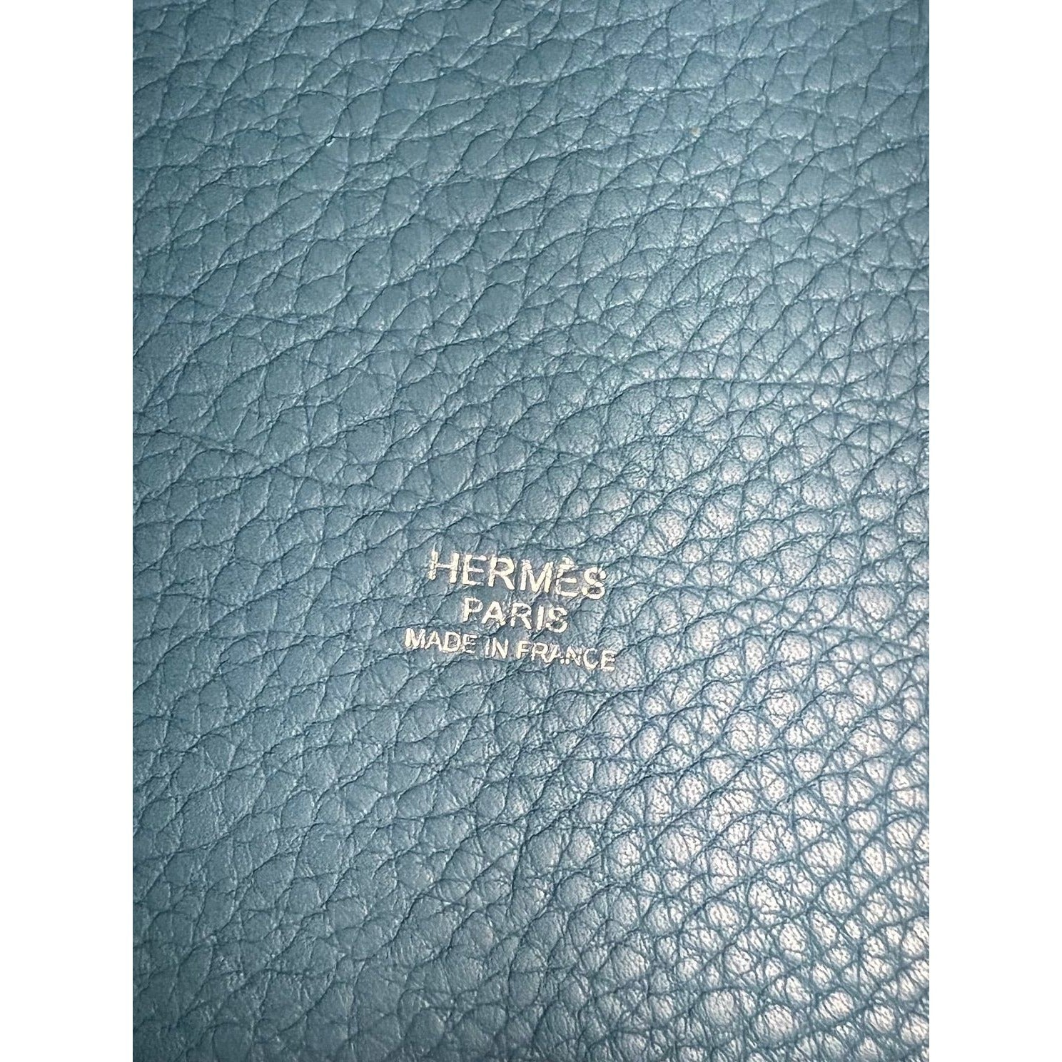 Hermes Taurillon Clemence Picotin 22 MM Blue Leather Hand Bag