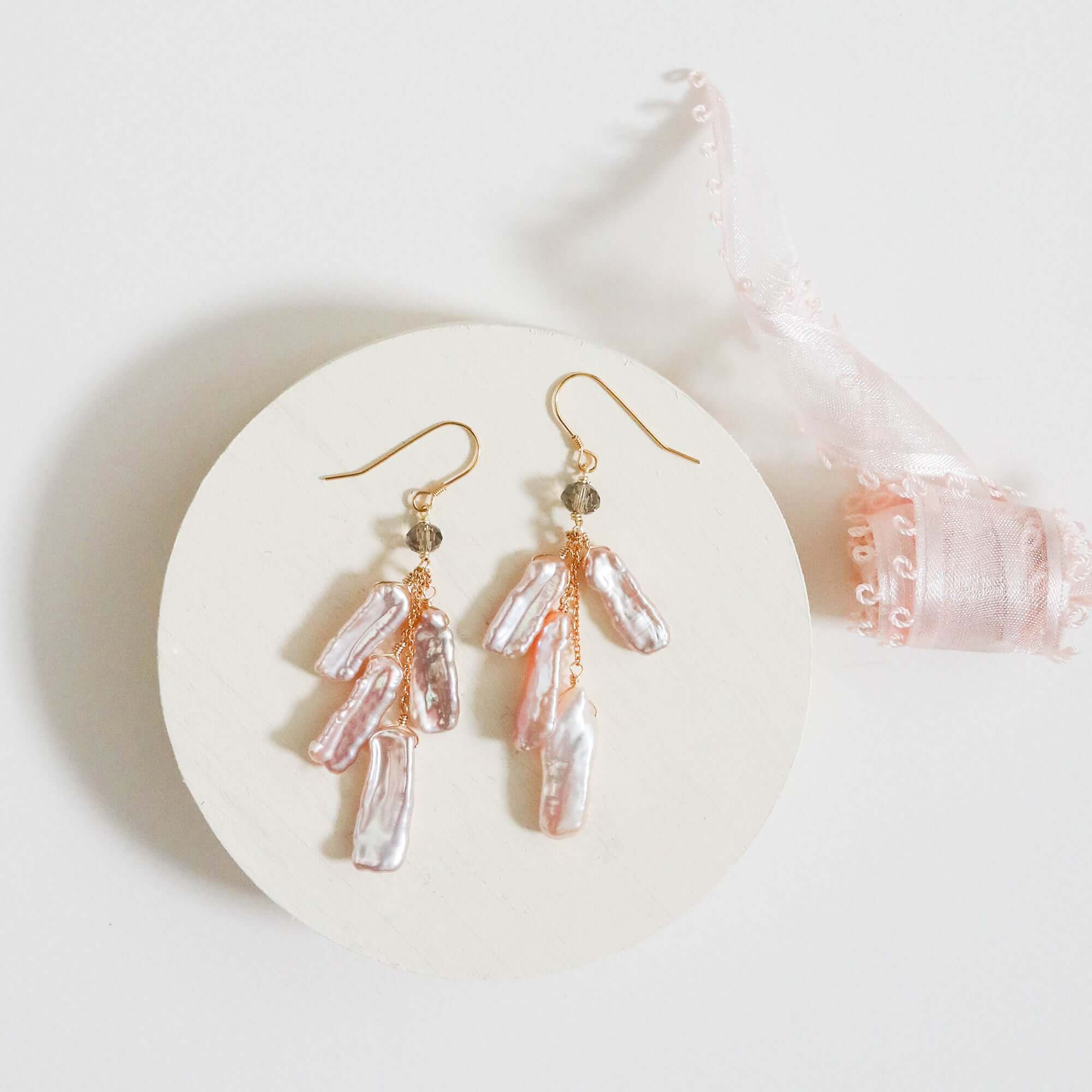 White Stick Pearl Earrings