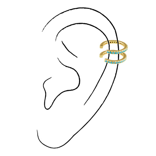 Sparkle Pave Ear Cuff - Turquoise