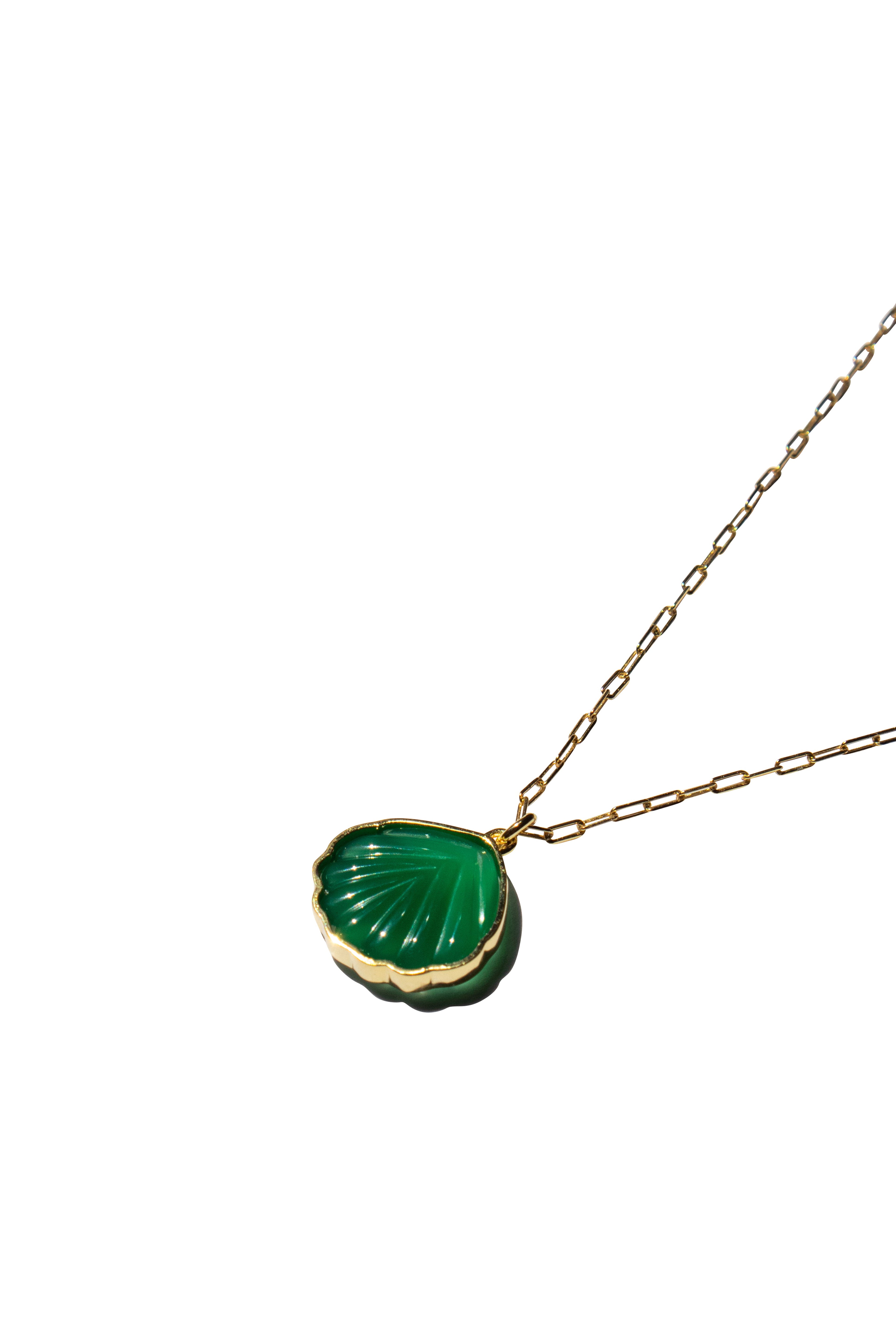 Shell — Green Jade Stone Pendant Necklace
