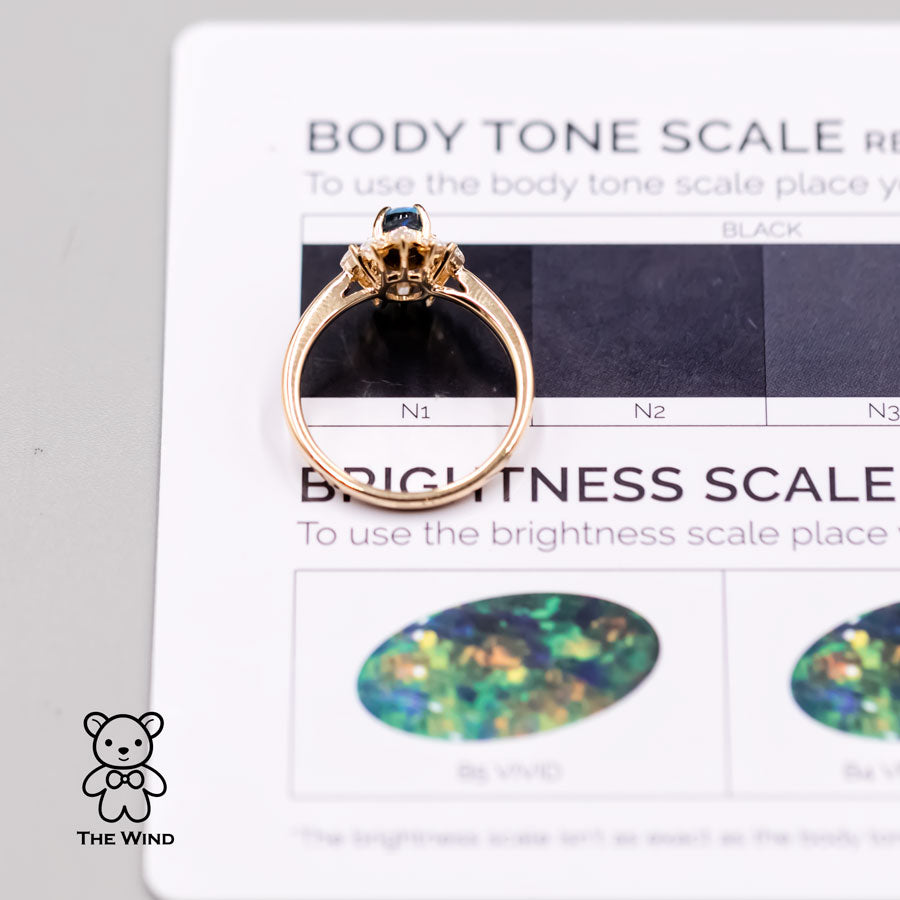 La Eternidad - N1 Black Opal Marquise Diamond Engagement Ring 18K Yellow Gold