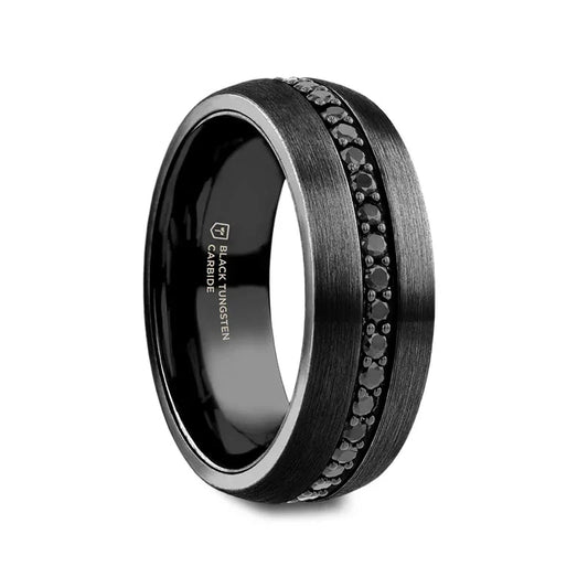 VALIANT Black Tungsten Ring with Black Sapphires – 8mm