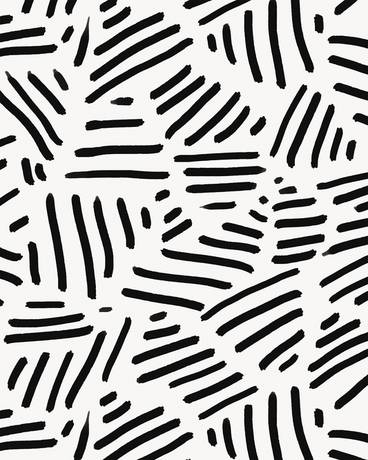 Simple Stripes Wallpaper, white & black