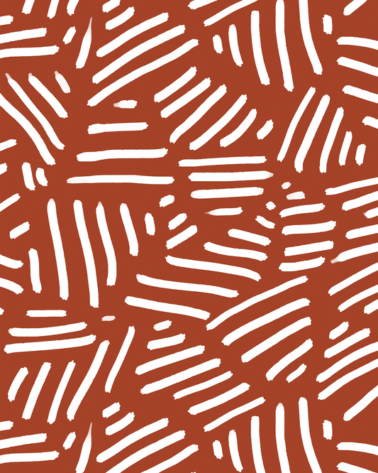 Simple Stripes Wallpaper, brick red