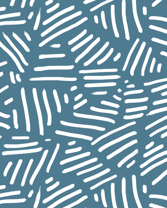 Simple Stripes Wallpaper, denim blue
