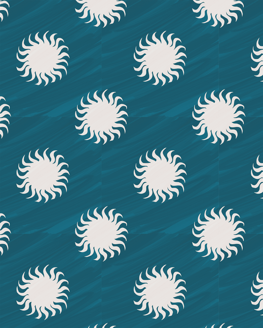 Sol Wallpaper, blue and white