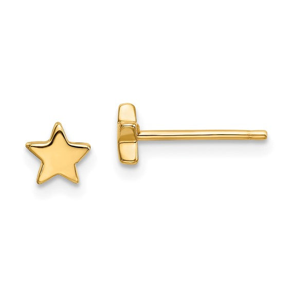 14K Gold Polished Star Post Earrings