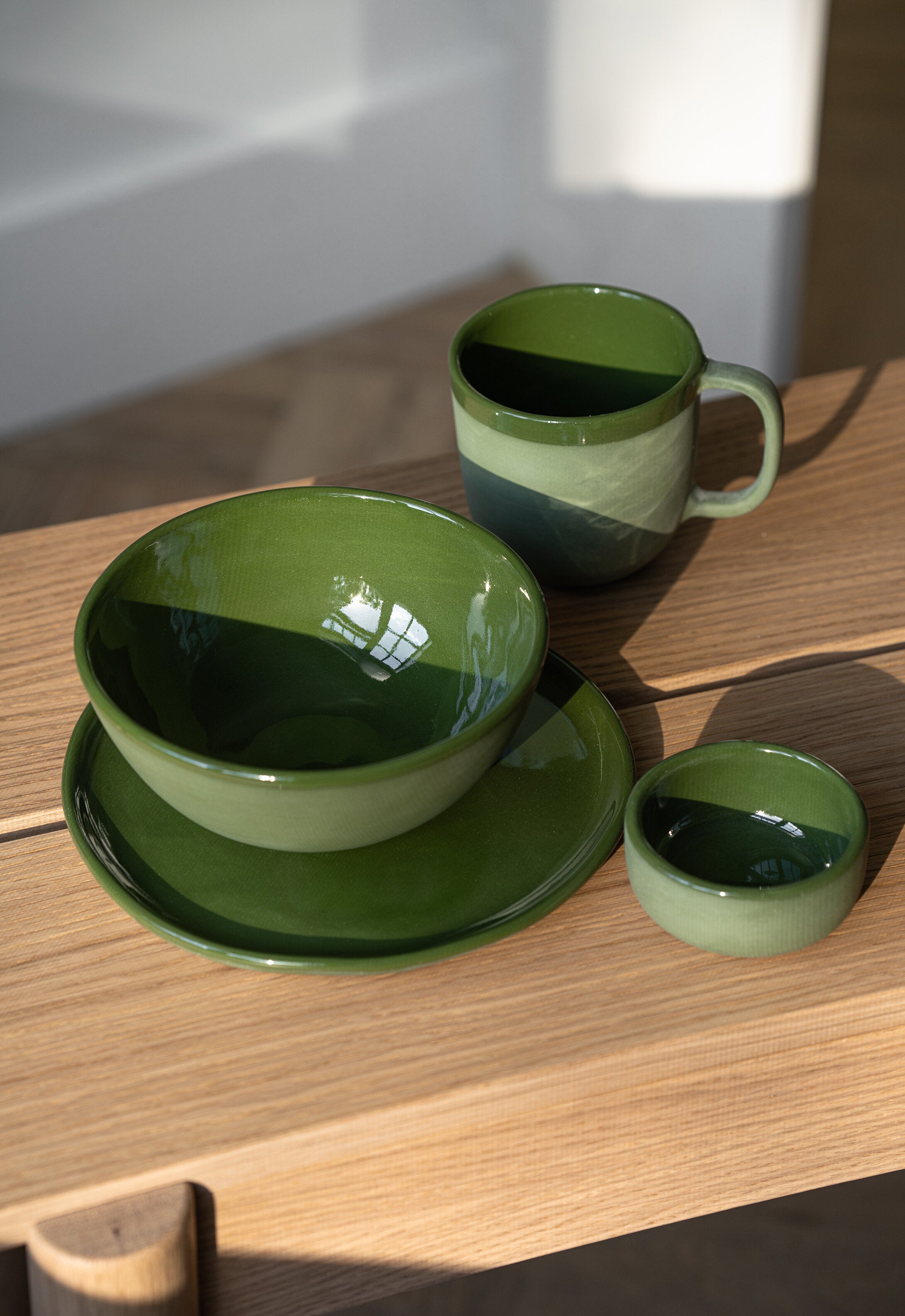 Handmade Porcelain Bowl. Green