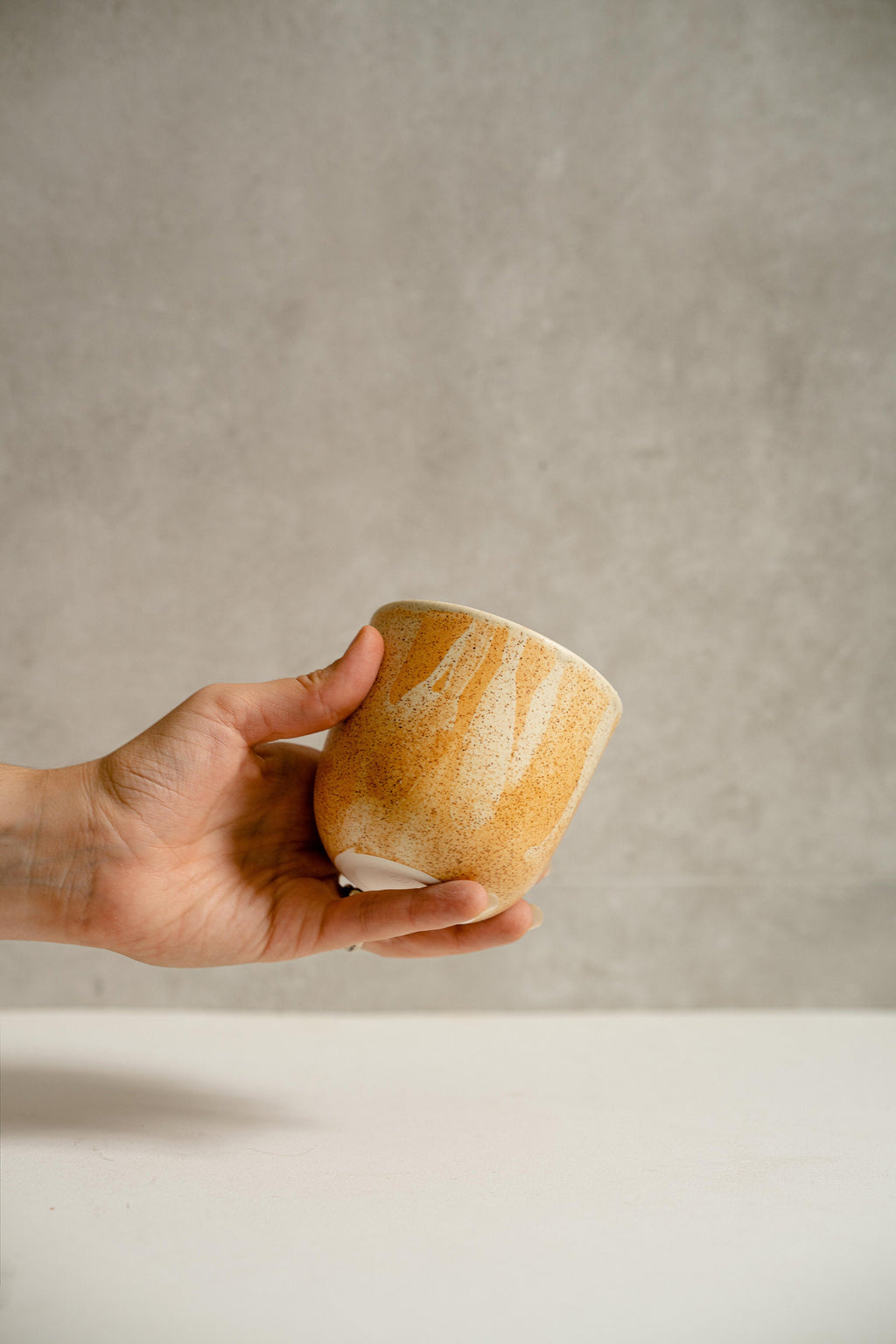 Beige Stoneware Coffee Tumbler