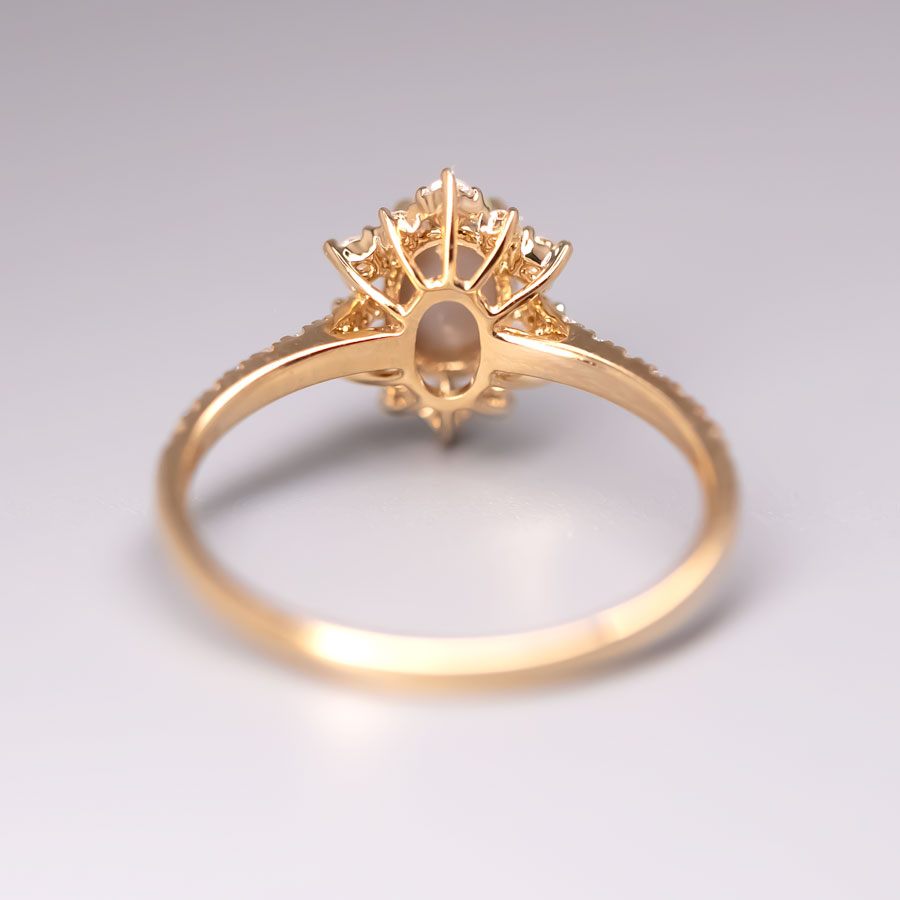 Stunning Semi-Black Opal Diamond Engagement Ring 18K Gold