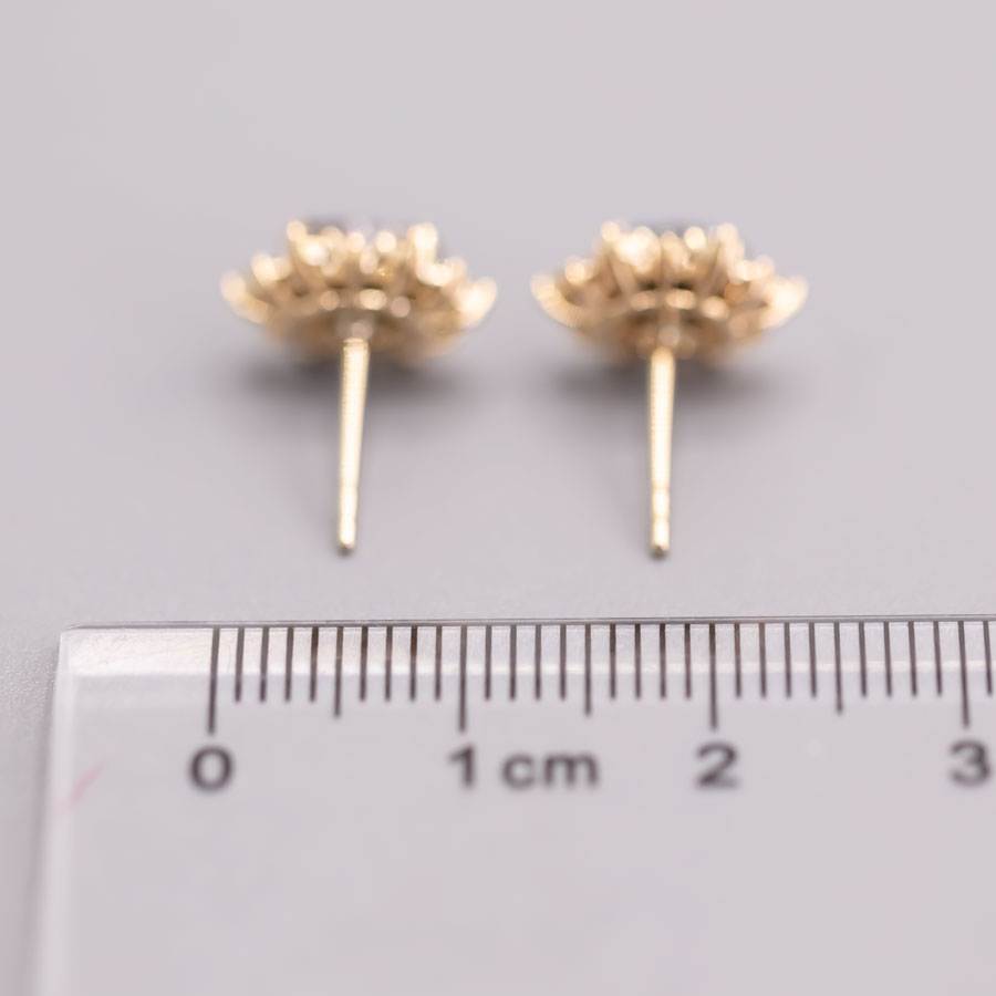 Stunning Boulder Opal & Halo Diamond Stud Earrings 18k Yellow Gold