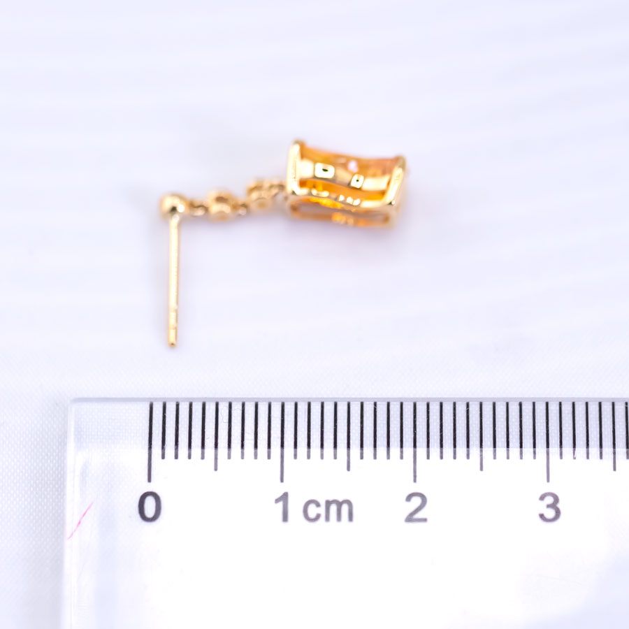 Stunning Diamond Fire Opal Asymmetric Drop Earrings in 18K Yellow Gold