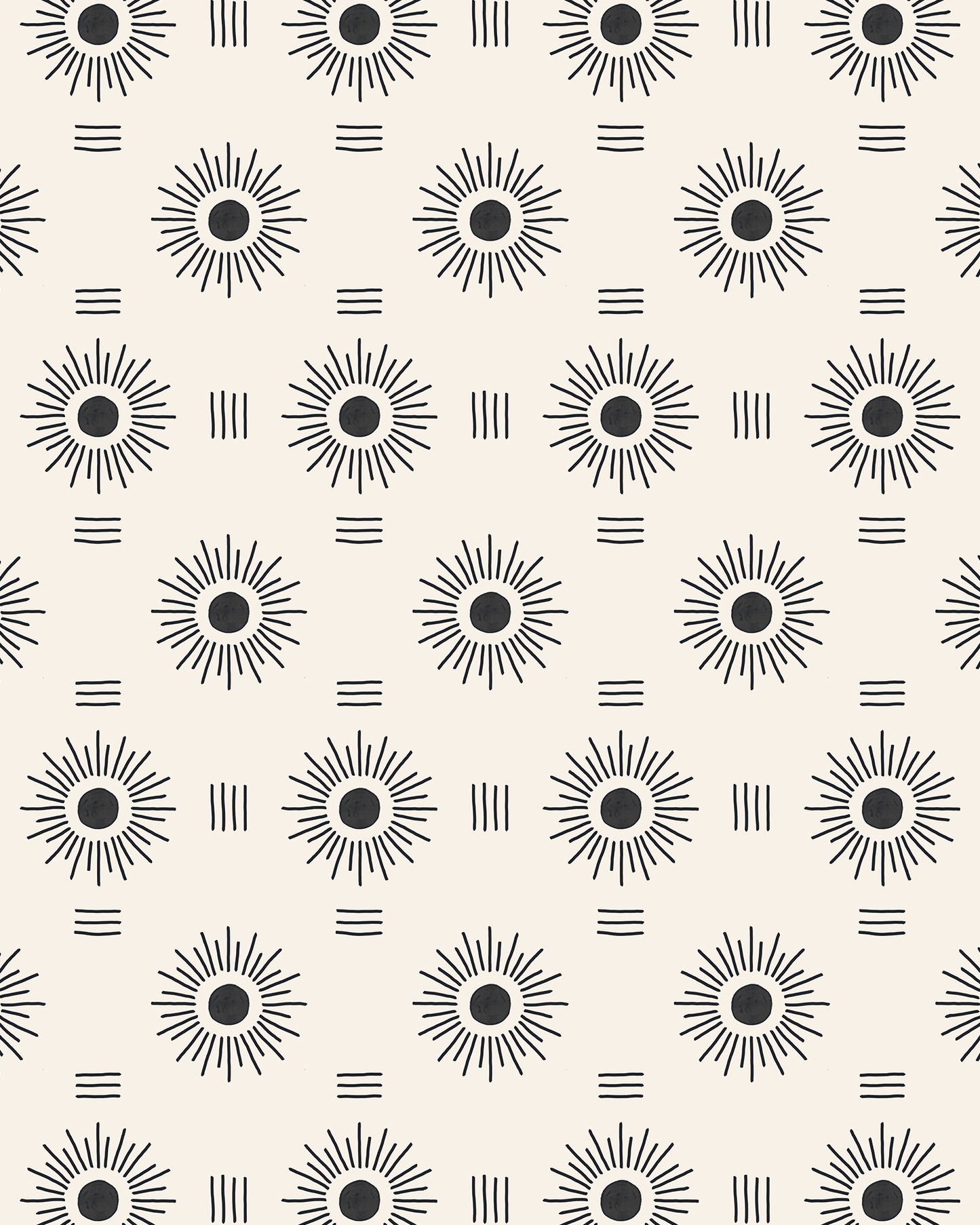 Sun Rays Wallpaper, off-white and black