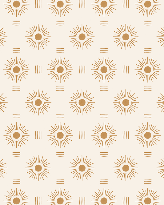 Sun Rays Wallpaper, off-white and mustard