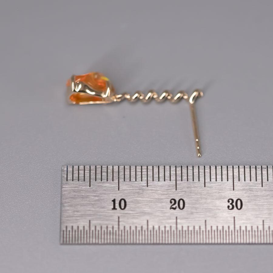 Swirl Mexican Fire Opal Drop Earrings in 14K Yellow Gold