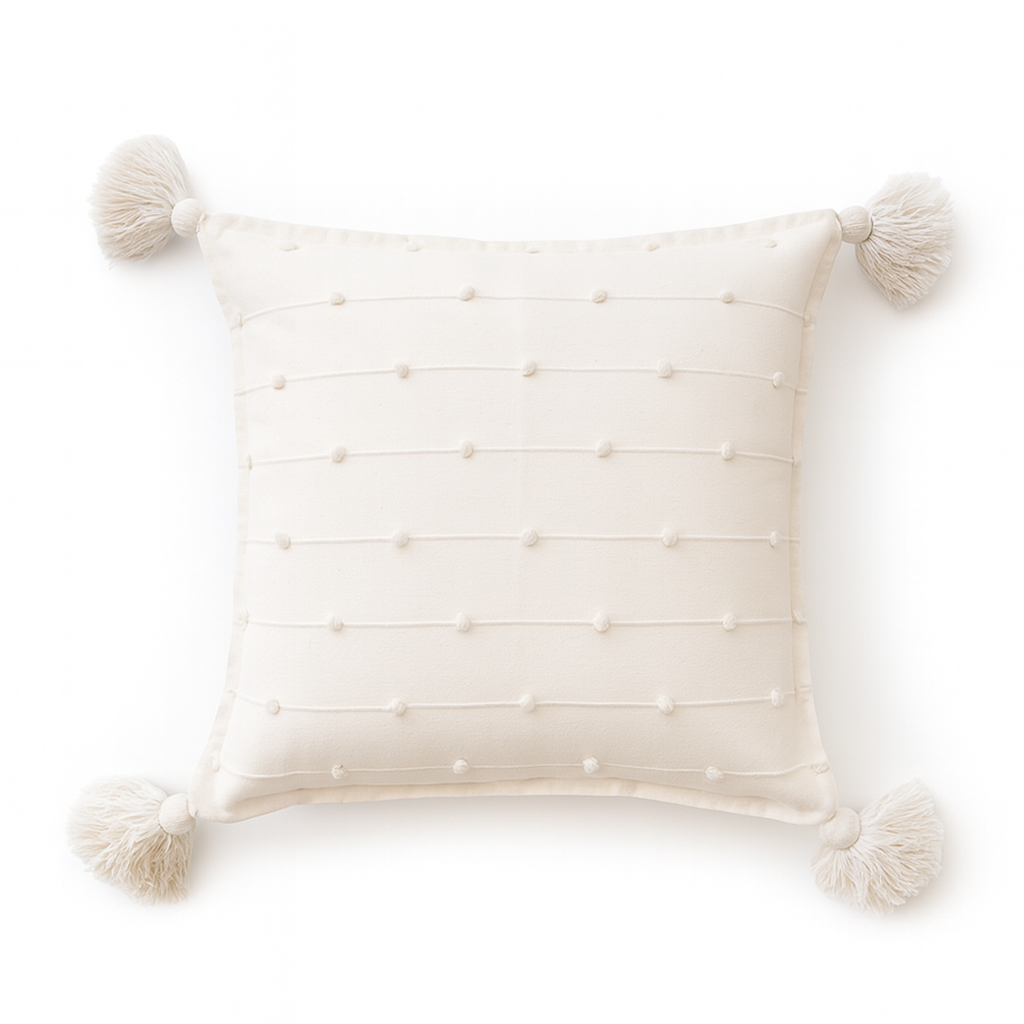 Pompom Throw Pillow Cover - Ivory