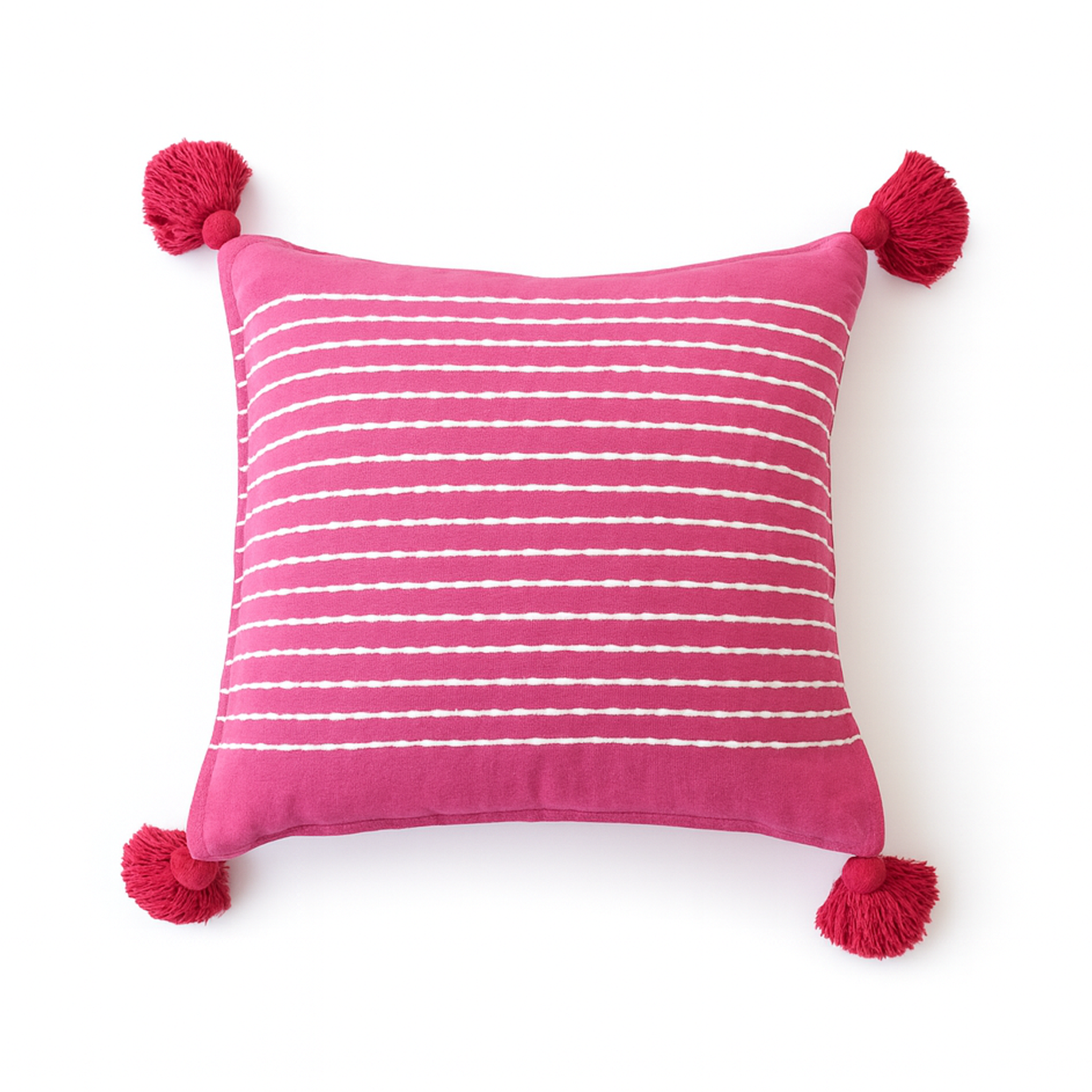 Pompom Throw Pillow Cover - Pink