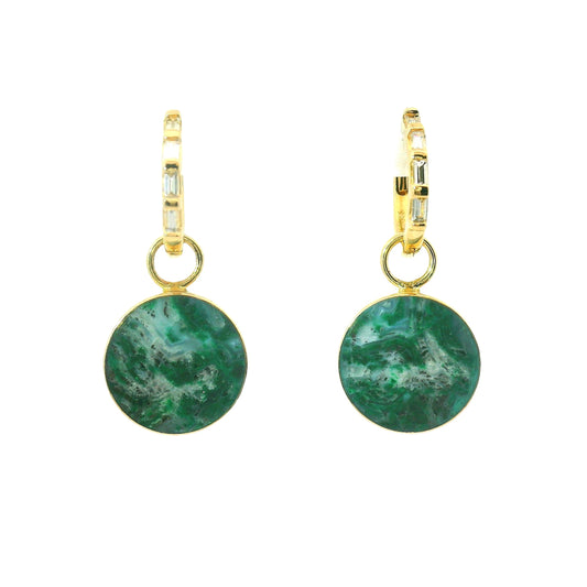 The Circ Earrings - Malachite & Quartz