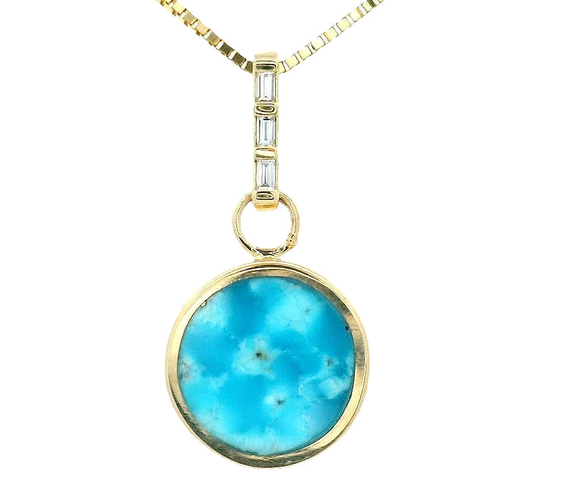 Small Reversible Pendant - Turquoise & Black Jade