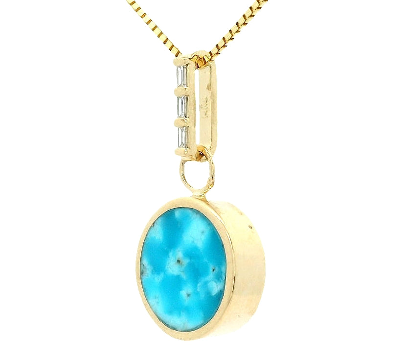 Small Reversible Pendant - Turquoise & Black Jade