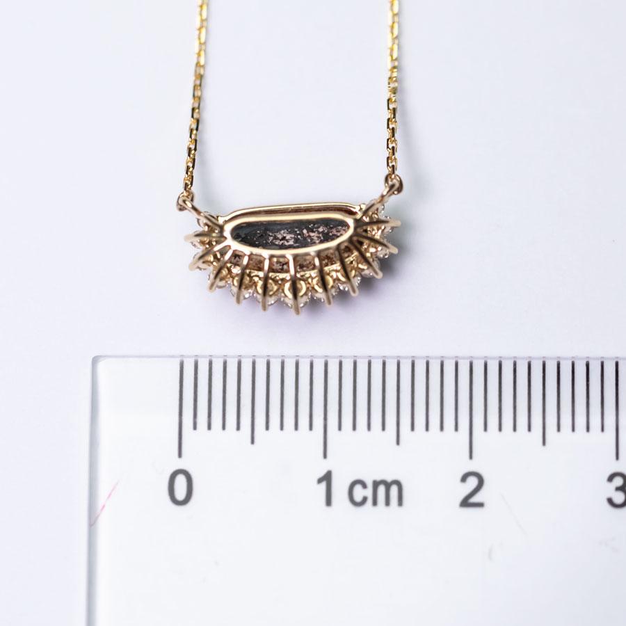 Unique Pattern Australian Boulder Opal Halo Diamond Necklace 18K Yellow Gold