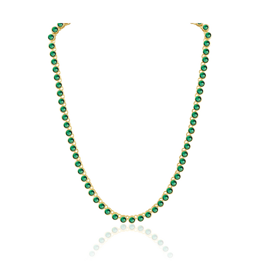 Bezel Tennis Necklace Emerald
