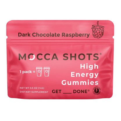 Mocca Shots Energy Gummies with Caffeine | 12-Pack - Dark Chocolate Raspberry