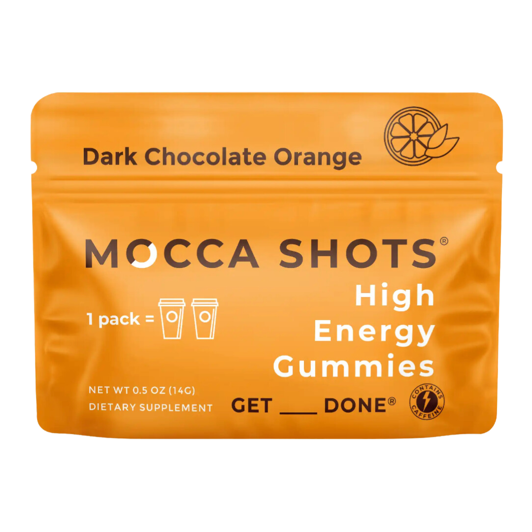 Mocca Shots Energy Gummies with Caffeine | 12-Pack - Dark Chocolate Orange