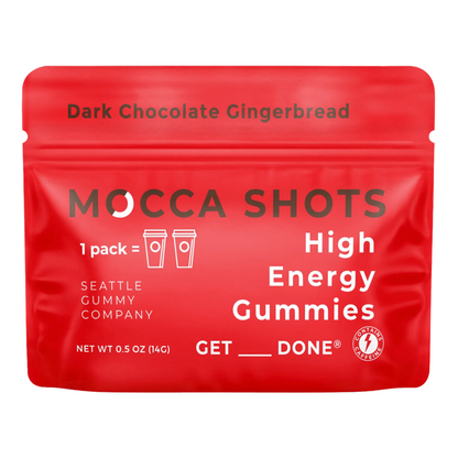 Mocca Shots Energy Gummies with Caffeine | 12-Pack - Dark Chocolate Gingerbread