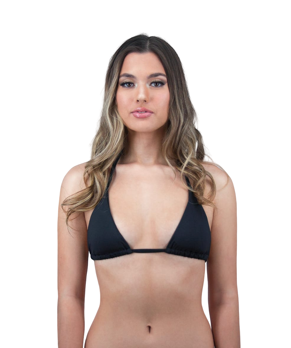 Valeria Classic Triangle Bikini Top in Midnight Black