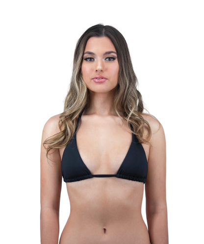 Valeria Classic Triangle Bikini Top in Midnight Black