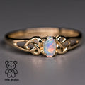 Vintage Inspired Australian Solid Opal Engagement Wedding Ring 14K Gold