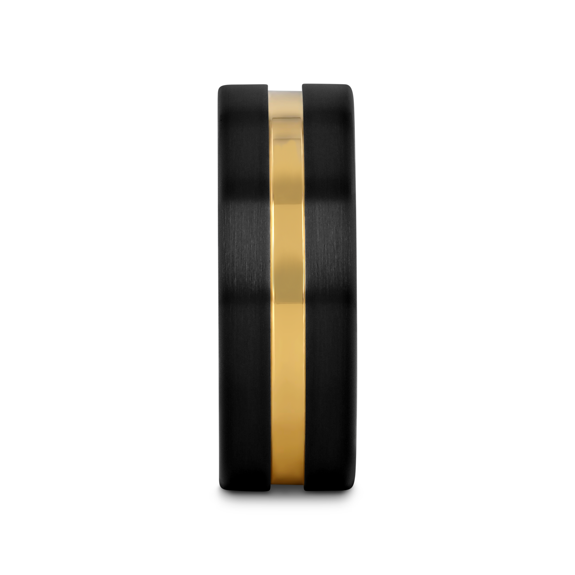 VIVALDI Black Ceramic Wedding Band With Yellow Gold Groove - 4mm - 8mm
