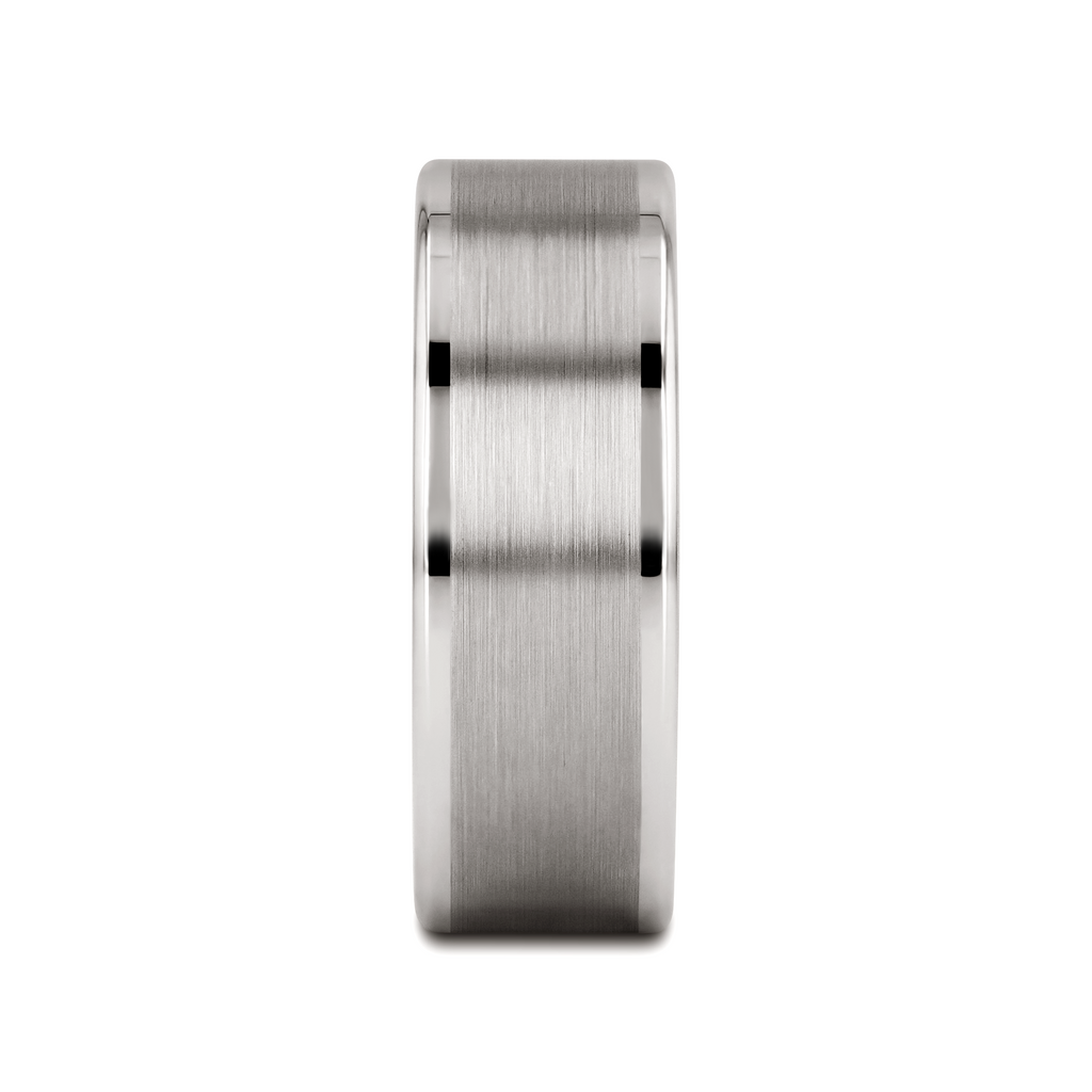 WAYNE Flat White Tungsten Wedding Band with Brushed Finished Center - 4mm - 8mm