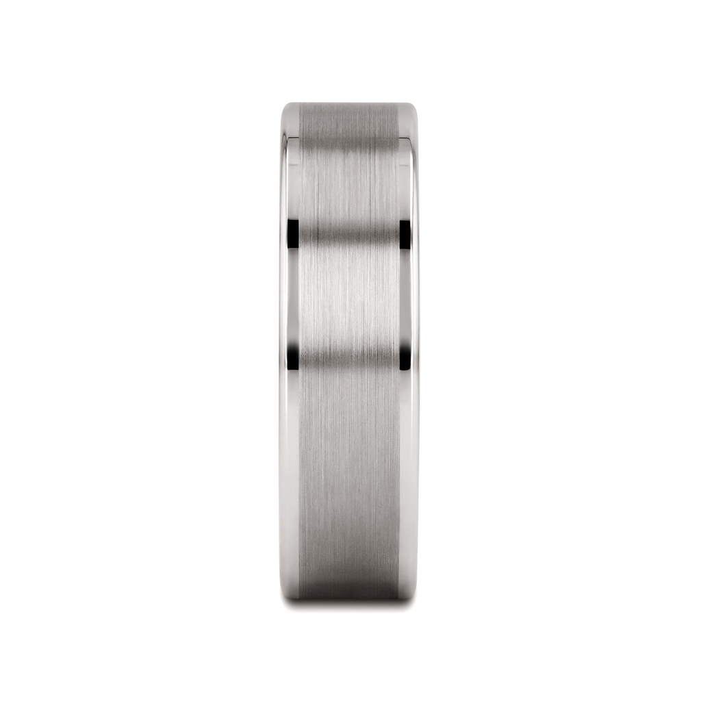 WAYNE Flat White Tungsten Wedding Band with Brushed Finished Center - 4mm - 8mm