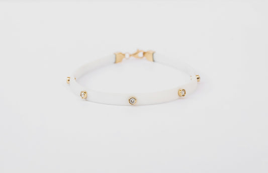 White Diamond and Rubber Bracelet