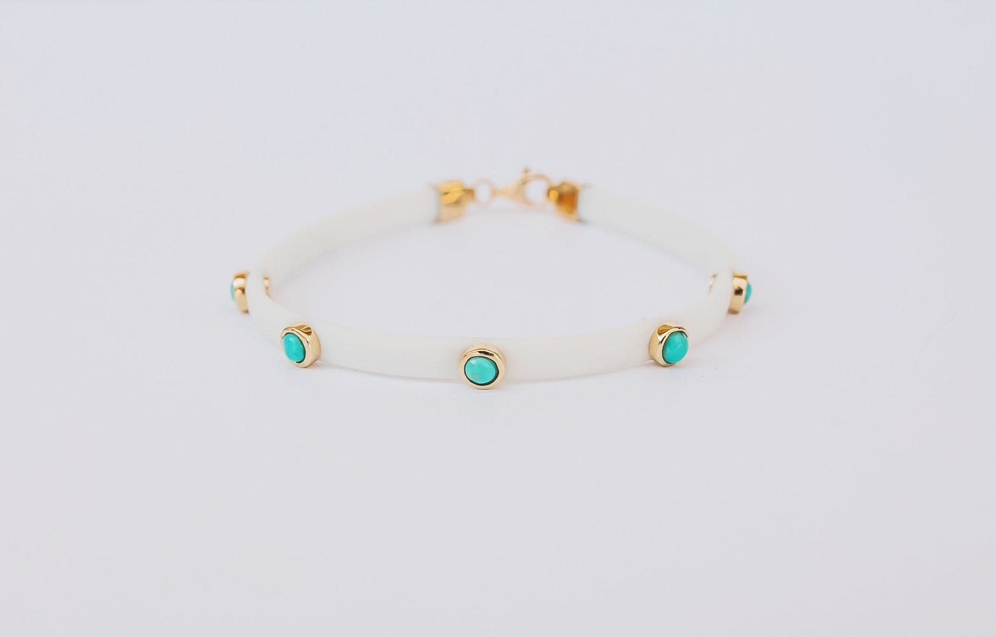 White Rubber Bracelet with Turquoise