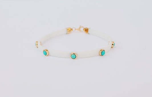 White Rubber Bracelet with Turquoise