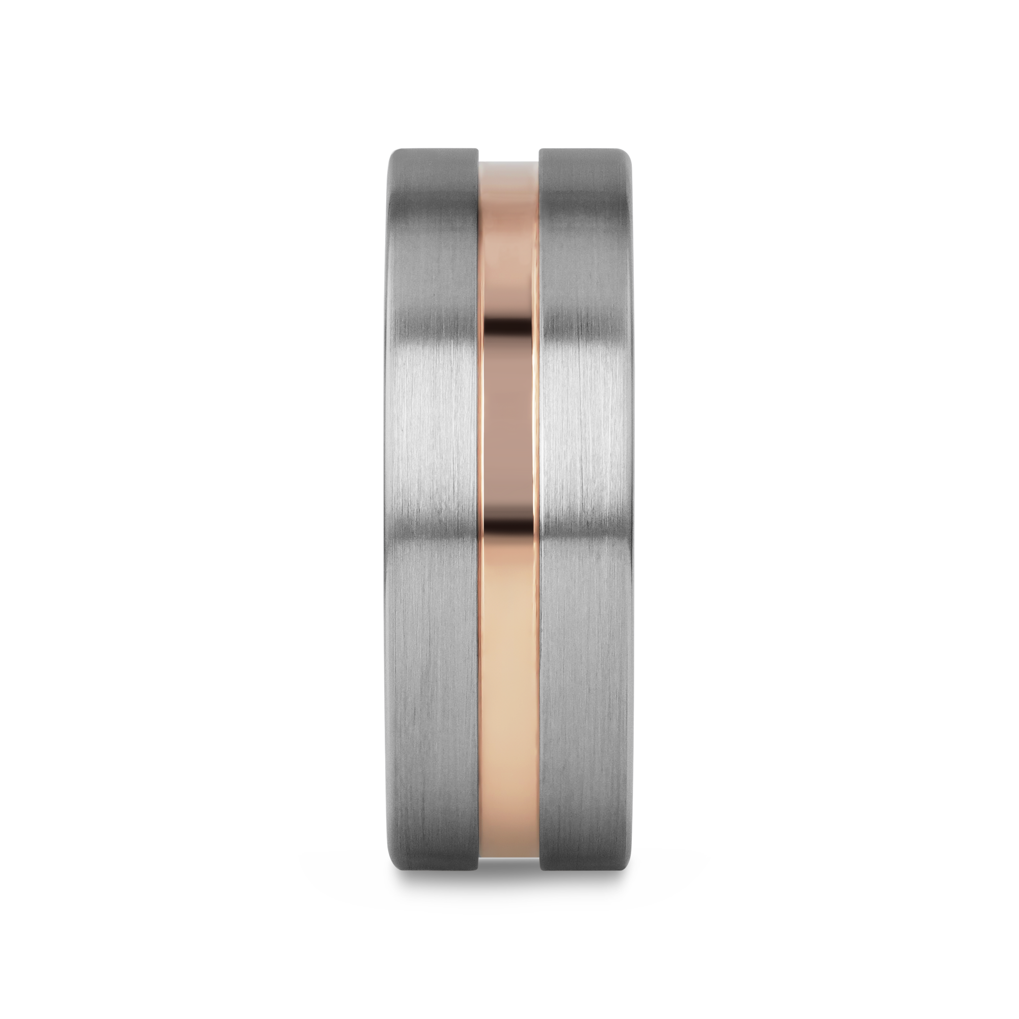 ZEUS Flat Brushed Tungsten Carbide Ring with Rose Gold-Plated Groove (4mm–10mm)
